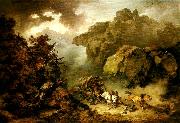 Philippe Jacques landscape with carriage in a storm France oil painting artist